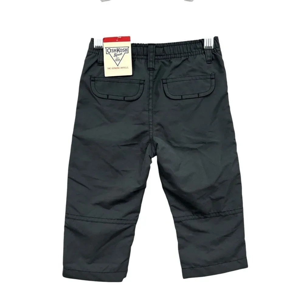 OshKosh B'gosh Cargo Pants Boys Infant Lined Elastic Stretch Waist Gray Sz 18M*
